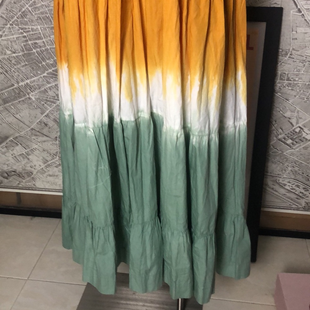 S/W/F Sleeveless Ombre Tiered Maxi Dress in Orange and Sage Size S - Picture 6 of 9